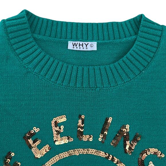 Feeling Lucky St Patrick's Day Sweater Green and Gold Size XL - Picture 3 of 6